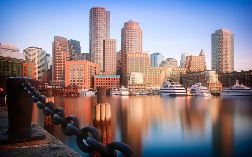 City skyline of Boston where KyndL Corporation based in Danvers, MA provides IT services